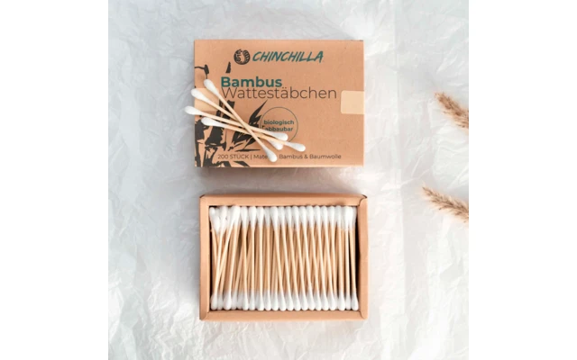 Chinchilla Wattestäbchen Aus Bambus Plastikfrei 200 Stück â Bild 2